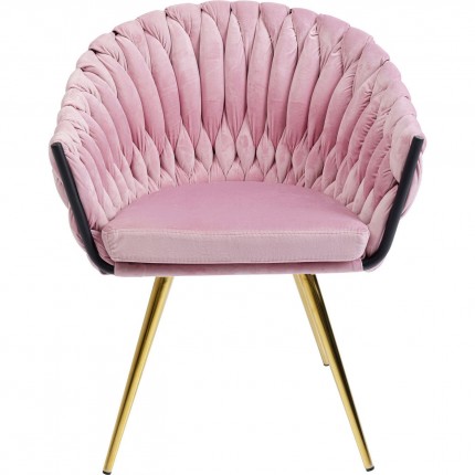 Chair with armrests Knot velvet pink Kare Design