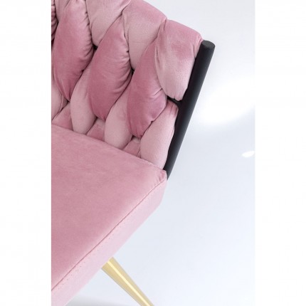 Chair with armrests Knot velvet pink Kare Design