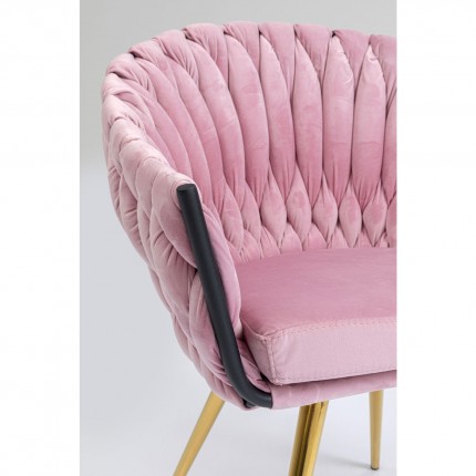 Chair with armrests Knot velvet pink Kare Design