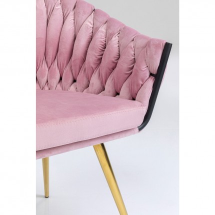 Chair with armrests Knot velvet pink Kare Design