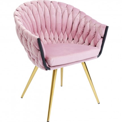 Chair with armrests Knot velvet pink Kare Design