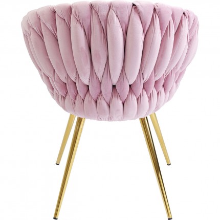 Chair with armrests Knot velvet pink Kare Design