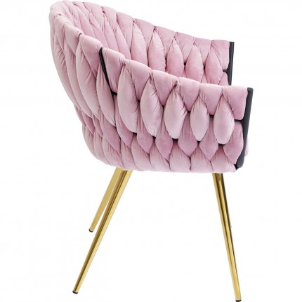 Chair with armrests Knot velvet pink Kare Design