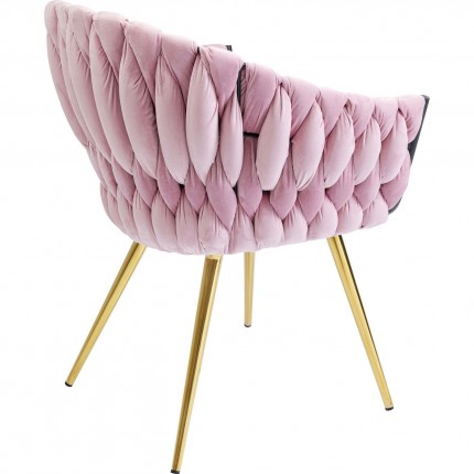 Chair with armrests Knot velvet pink Kare Design