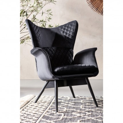 Armchair Tudor Velvet Black Kare Design