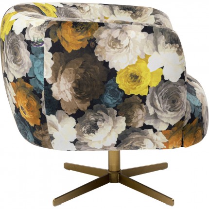 Swivel armchair yellow peonies Kare Design