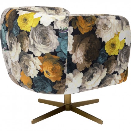 Swivel armchair yellow peonies Kare Design