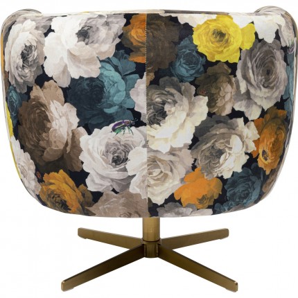 Swivel armchair yellow peonies Kare Design