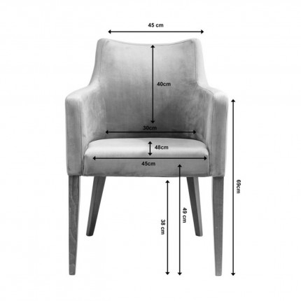 Chair with armrests Mode velvet grey black feet Kare Design