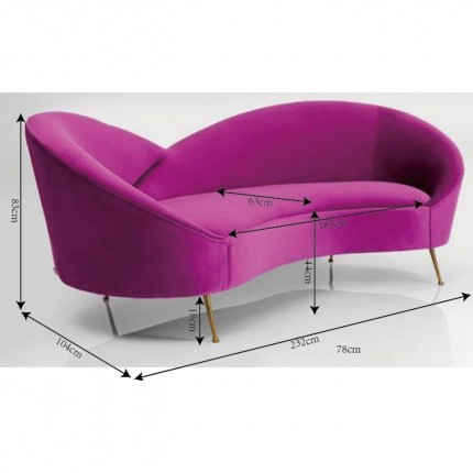 Sofa Night Fever 3-Seater velvet purple Kare Design