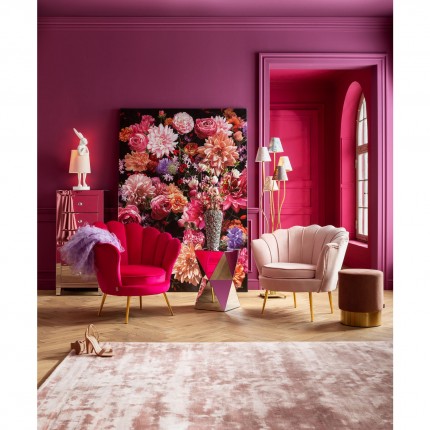 Armchair Water Lily Fuchsia velvet Gold Kare Design