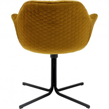 Chaise avec accoudoirs pivotante Colmar velours jaune Kare Design