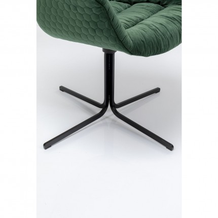 Chaise avec accoudoirs pivotante Colmar velours vert Kare Design