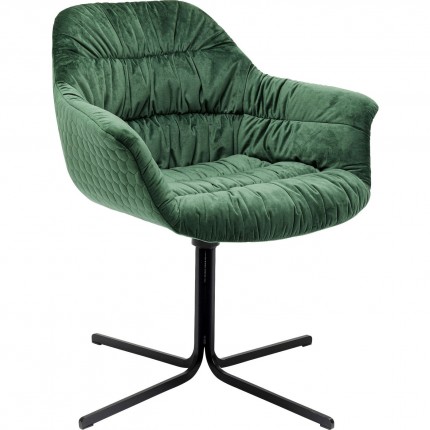 Chaise avec accoudoirs pivotante Colmar velours vert Kare Design