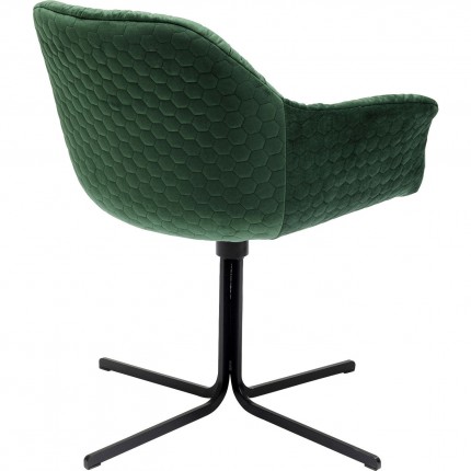 Chaise avec accoudoirs pivotante Colmar velours vert Kare Design