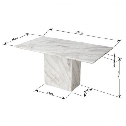 Table Artistico 160x90cm marbre blanc Kare Design