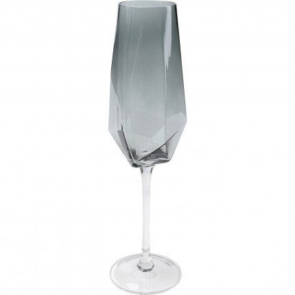 Champagne Glass Diamond Smoke (4/Set) Kare Design