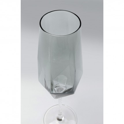 Champagne Glass Diamond Smoke (4/Set) Kare Design