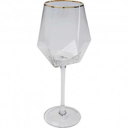 Verres à vin Diamond Rim dorés set de 4 Kare Design