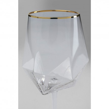 Verres à vin Diamond Rim dorés set de 4 Kare Design