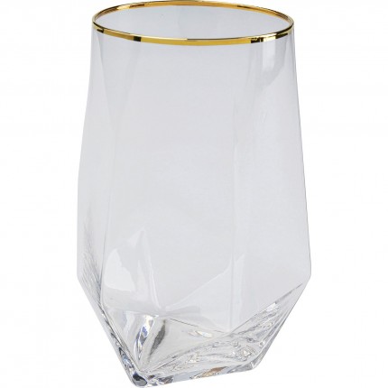 Water Glass Diamond Rim gold (4/Set) Kare Design