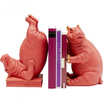 Bookend two pink hippopotamus (2/Set) Kare Design