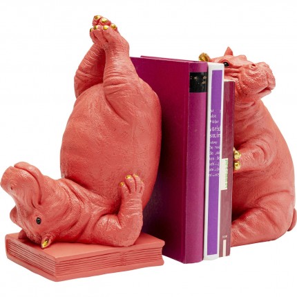 Bookend two pink hippopotamus (2/Set) Kare Design