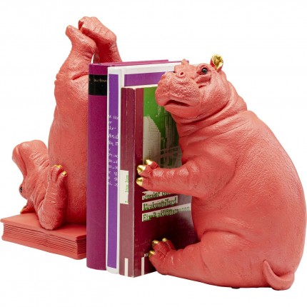 Bookend two pink hippopotamus (2/Set) Kare Design