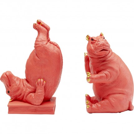 Bookend two pink hippopotamus (2/Set) Kare Design