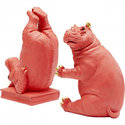 Bookend two pink hippopotamus (2/Set) Kare Design