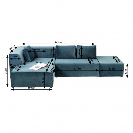 Sofa Infinity Velvet Ocean Left Kare Design