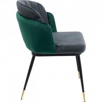 Chair Hojas velvet grey and green Kare Design