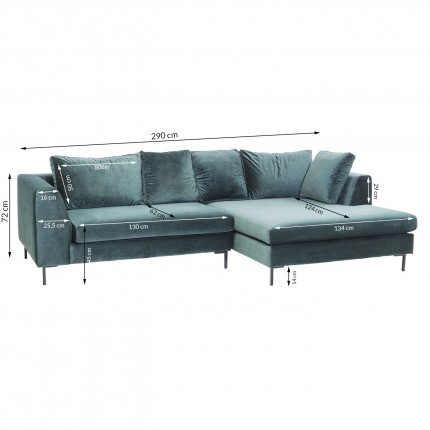 Corner Sofa Gianna Velvet Green Right Kare Design