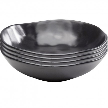 Plate Deep Organic Black Ø22cm (4/Set) Kare Design