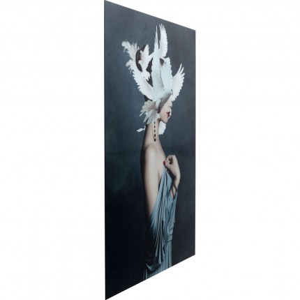 Tableau en verre femme colombes 80x120cm Kare Design