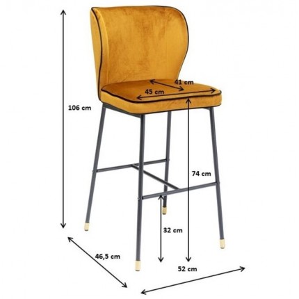 Bar Stool Irina ochre velvet Kare Design