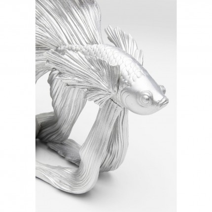 Déco poisson combattant 34cm argenté Kare Design