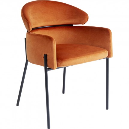 Chair with armrests Alexia velvet orange Kare Design