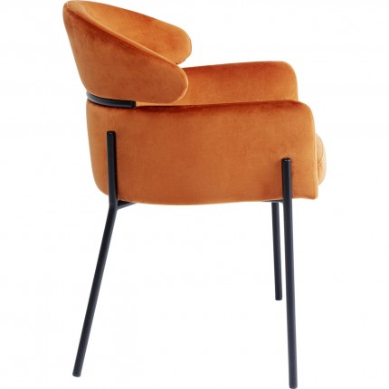 Chair with armrests Alexia velvet orange Kare Design