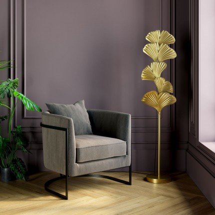 Lampadaire feuilles de ginkgo 160cm dorées Kare Design