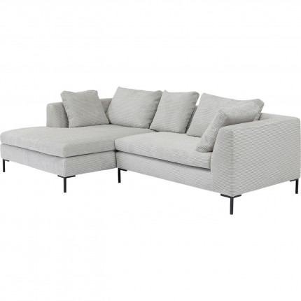 Corner Sofa Gianna Cord grey Left Kare Design