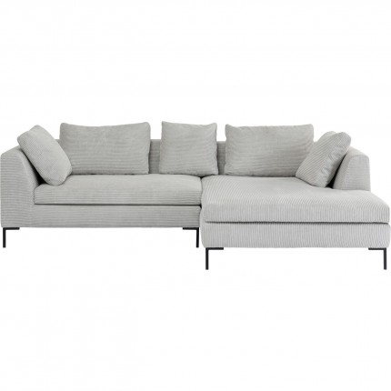 Corner Sofa Gianna Cord Grey Right Kare Design