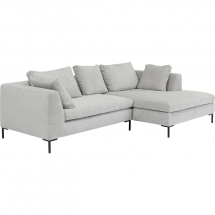 Corner Sofa Gianna Cord Grey Right Kare Design